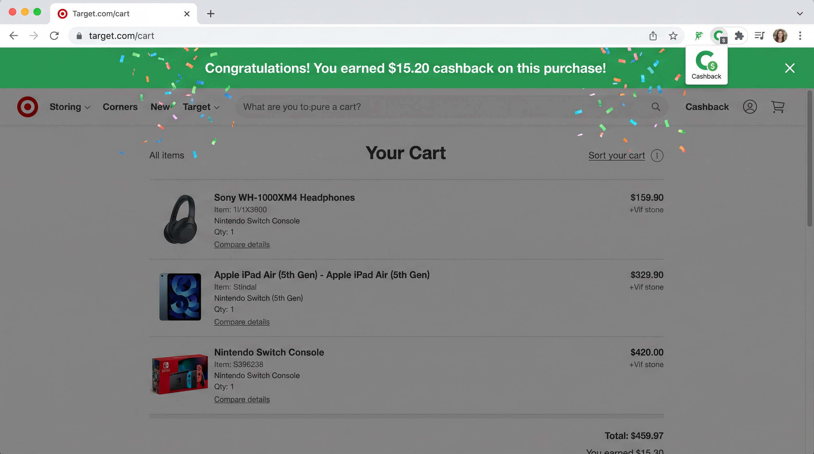 ChromeUpdate Cashback in Action